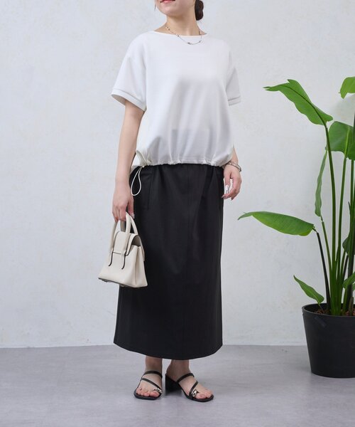 Jena espace merveilleux(ジェナ エスパスメルヴェイユ)の「裾ドロスト異素材カットソー(Tシャツ/カットソー・レディース・ブラック/オフホワイト・FREE)」の8枚目の写真