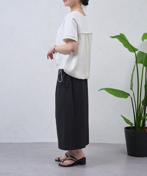 Jena espace merveilleux(ジェナ エスパスメルヴェイユ)の「裾ドロスト異素材カットソー(Tシャツ/カットソー・レディース・ブラック/オフホワイト・FREE)」の9枚目の写真