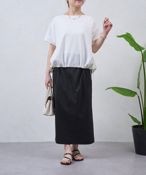 Jena espace merveilleux(ジェナ エスパスメルヴェイユ)の「裾ドロスト異素材カットソー(Tシャツ/カットソー・レディース・ブラック/オフホワイト・FREE)」の11枚目の写真