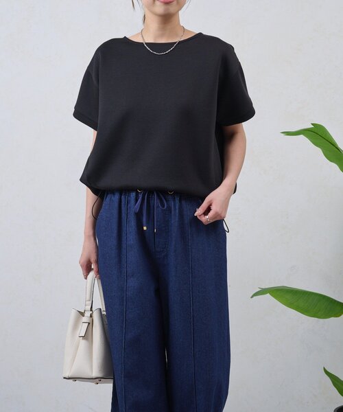 Jena espace merveilleux(ジェナ エスパスメルヴェイユ)の「裾ドロスト異素材カットソー(Tシャツ/カットソー・レディース・ブラック/オフホワイト・FREE)」の16枚目の写真
