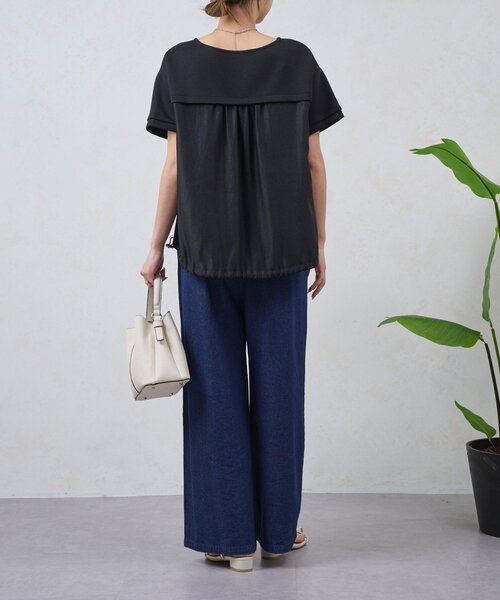 Jena espace merveilleux(ジェナ エスパスメルヴェイユ)の「裾ドロスト異素材カットソー(Tシャツ/カットソー・レディース・ブラック/オフホワイト・FREE)」の7枚目の写真