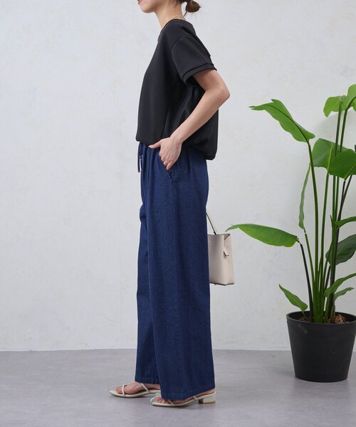 Jena espace merveilleux(ジェナ エスパスメルヴェイユ)の「裾ドロスト異素材カットソー(Tシャツ/カットソー・レディース・ブラック/オフホワイト・FREE)」の6枚目の写真