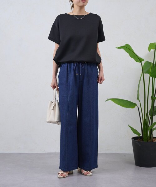 Jena espace merveilleux(ジェナ エスパスメルヴェイユ)の「裾ドロスト異素材カットソー(Tシャツ/カットソー・レディース・ブラック/オフホワイト・FREE)」の5枚目の写真