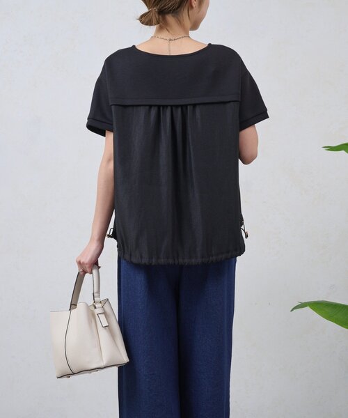 Jena espace merveilleux(ジェナ エスパスメルヴェイユ)の「裾ドロスト異素材カットソー(Tシャツ/カットソー・レディース・ブラック/オフホワイト・FREE)」の4枚目の写真