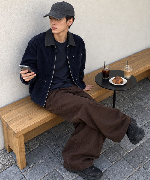 ARTISTWEAR（アーティストウェア）の「[2COLORS] ツートンカラーコーデュロイワークジャケット（デニムジャケット・レディース・ネイビー/ブラウン・MEDIUM/LARGE/X-LARGE）」の8枚目の写真