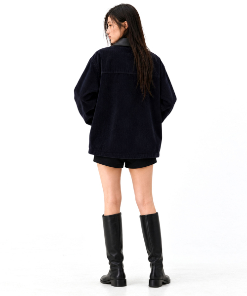 ARTISTWEAR（アーティストウェア）の「[2COLORS] ツートンカラーコーデュロイワークジャケット（デニムジャケット・レディース・ネイビー/ブラウン・MEDIUM/LARGE/X-LARGE）」の9枚目の写真