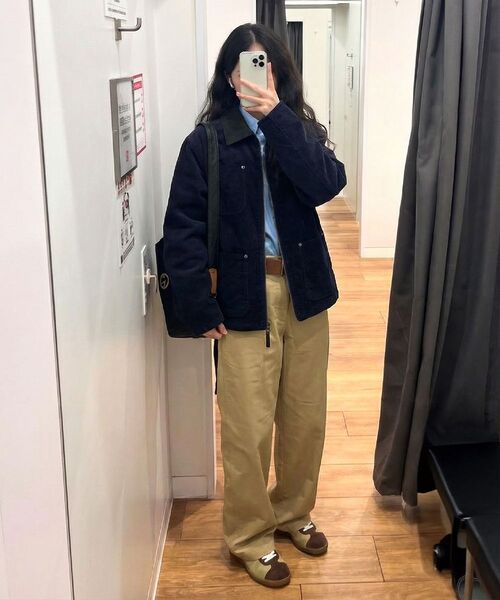 ARTISTWEAR（アーティストウェア）の「[2COLORS] ツートンカラーコーデュロイワークジャケット（デニムジャケット・レディース・ネイビー/ブラウン・MEDIUM/LARGE/X-LARGE）」の11枚目の写真