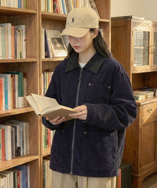 ARTISTWEAR（アーティストウェア）の「[2COLORS] ツートンカラーコーデュロイワークジャケット（デニムジャケット・レディース・ネイビー/ブラウン・MEDIUM/LARGE/X-LARGE）」の14枚目の写真
