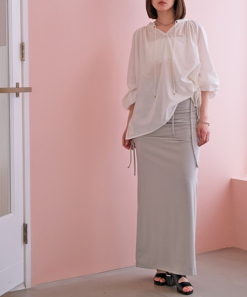 AKTE(アクテ)の「≪SPECIAL PRICE≫エンブロイダリースキッパーブラウス(シャツ/ブラウス・レディース・ブラック/ホワイト・FREE)」の5枚目の写真