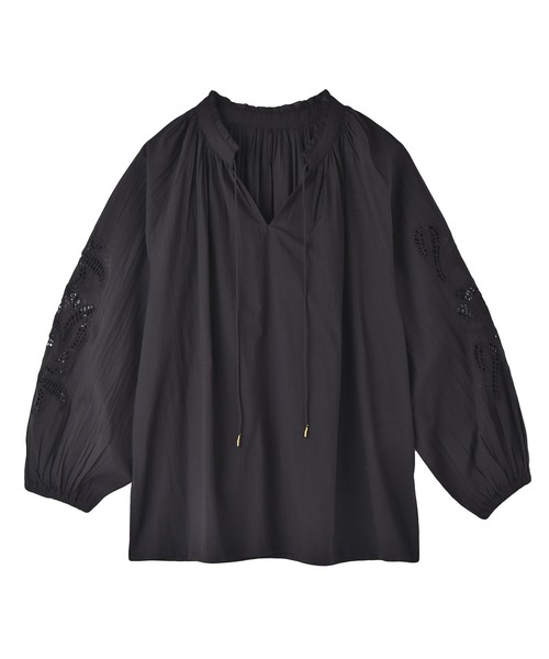 AKTE(アクテ)の「≪SPECIAL PRICE≫エンブロイダリースキッパーブラウス(シャツ/ブラウス・レディース・ブラック/ホワイト・FREE)」の11枚目の写真