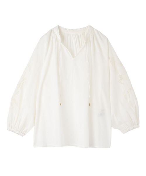 AKTE(アクテ)の「≪SPECIAL PRICE≫エンブロイダリースキッパーブラウス(シャツ/ブラウス・レディース・ブラック/ホワイト・FREE)」の12枚目の写真