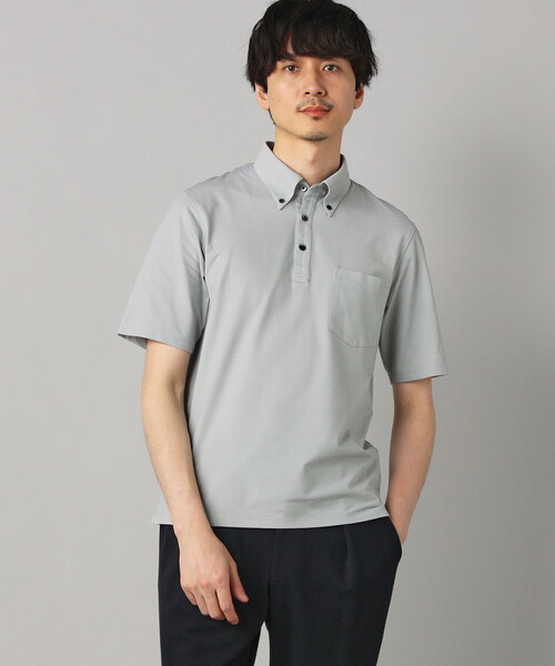 COMME CA MEN(コムサメン)の「【抗菌・防臭】ミニハニカム ボタンダウンポロシャツ(Tシャツ/カットソー・メンズ・ブラック/サックスブルー/グレー/ネイビー/イエロー/ミント・M/L/XL)」の3枚目の写真