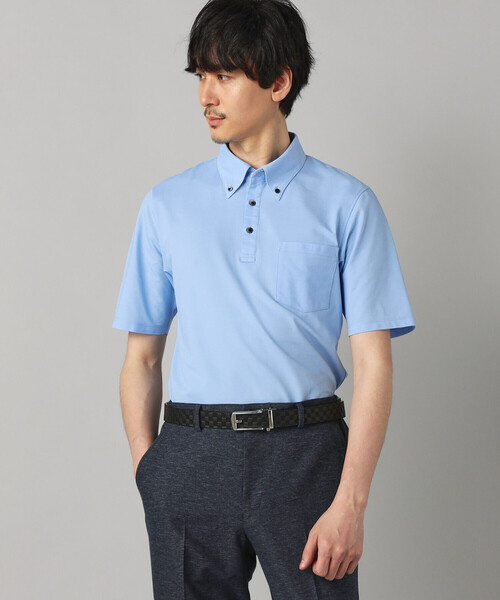 COMME CA MEN(コムサメン)の「【抗菌・防臭】ミニハニカム ボタンダウンポロシャツ(Tシャツ/カットソー・メンズ・ブラック/サックスブルー/グレー/ネイビー/イエロー/ミント・M/L/XL)」の5枚目の写真