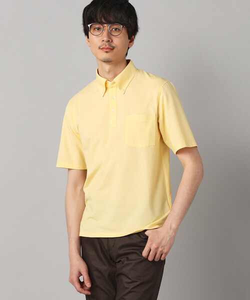 COMME CA MEN(コムサメン)の「【抗菌・防臭】ミニハニカム ボタンダウンポロシャツ(Tシャツ/カットソー・メンズ・ブラック/サックスブルー/グレー/ネイビー/イエロー/ミント・M/L/XL)」の6枚目の写真