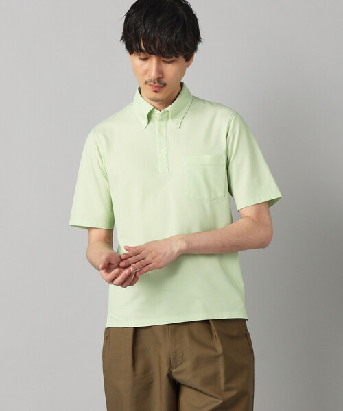 COMME CA MEN(コムサメン)の「【抗菌・防臭】ミニハニカム ボタンダウンポロシャツ(Tシャツ/カットソー・メンズ・ブラック/サックスブルー/グレー/ネイビー/イエロー/ミント・M/L/XL)」の4枚目の写真
