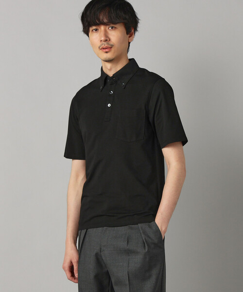 COMME CA MEN(コムサメン)の「【抗菌・防臭】ミニハニカム ボタンダウンポロシャツ(Tシャツ/カットソー・メンズ・ブラック/サックスブルー/グレー/ネイビー/イエロー/ミント・M/L/XL)」の2枚目の写真