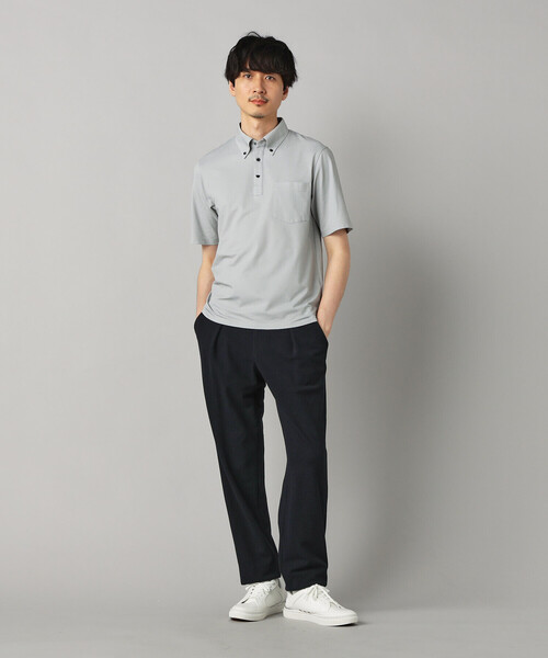 COMME CA MEN(コムサメン)の「【抗菌・防臭】ミニハニカム ボタンダウンポロシャツ(Tシャツ/カットソー・メンズ・ブラック/サックスブルー/グレー/ネイビー/イエロー/ミント・M/L/XL)」の8枚目の写真