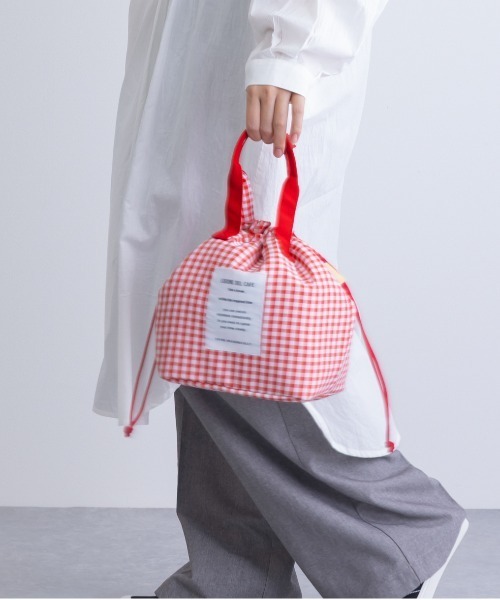 Per sist ence（パーシエンス）の「ストライプ＆チェック保冷2WAY巾着ランチトート（エコバッグ/サブバッグ・レディース・ネイビー/ベージュ/レッド/ライトグリーン/グリーン/サックスブルー/ブラック・ONE SIZE）」の17枚目の写真