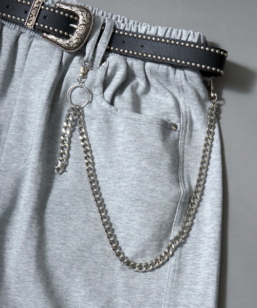 SITRY（シトリー）の「Ponte Knit Wide Silhouette Sweat Pants With Belt ＆ Wallet Chain/ポンチ ベルト付き ウォレットチェーン付き ドローコード ワイドスウェットパンツ（スウェットパンツ・メンズ・グレー/ワイン/ブラック/ブラウン・L/M/LL）」の10枚目の写真