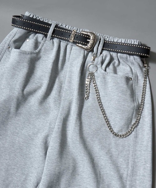 SITRY（シトリー）の「Ponte Knit Wide Silhouette Sweat Pants With Belt ＆ Wallet Chain/ポンチ ベルト付き ウォレットチェーン付き ドローコード ワイドスウェットパンツ（スウェットパンツ・メンズ・グレー/ワイン/ブラック/ブラウン・L/M/LL）」の11枚目の写真