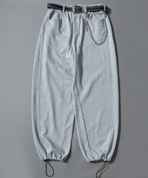 SITRY（シトリー）の「Ponte Knit Wide Silhouette Sweat Pants With Belt ＆ Wallet Chain/ポンチ ベルト付き ウォレットチェーン付き ドローコード ワイドスウェットパンツ（スウェットパンツ・メンズ・グレー/ワイン/ブラック/ブラウン・L/M/LL）」の6枚目の写真