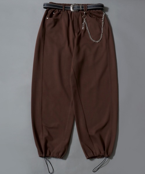 SITRY（シトリー）の「Ponte Knit Wide Silhouette Sweat Pants With Belt ＆ Wallet Chain/ポンチ ベルト付き ウォレットチェーン付き ドローコード ワイドスウェットパンツ（スウェットパンツ・メンズ・グレー/ワイン/ブラック/ブラウン・L/M/LL）」の7枚目の写真
