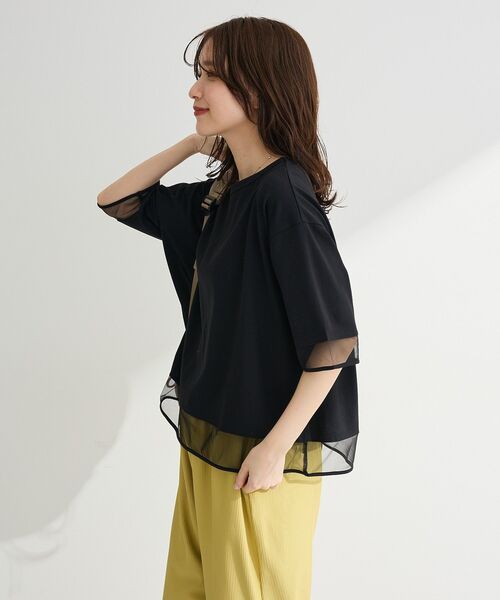 Green Parks(グリーンパークス)の「【適ON】遮熱チュールドッキングプルオーバー(Tシャツ/カットソー・レディース・グリーン/ブラック/オフホワイト/その他7・FREE)」の10枚目の写真