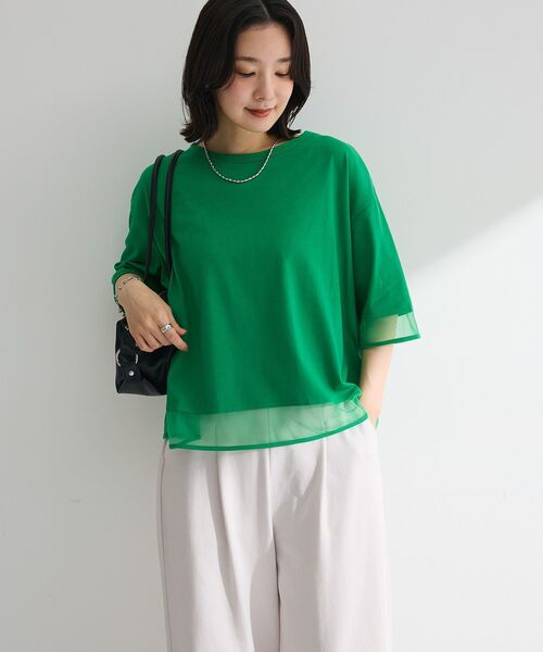 Green Parks(グリーンパークス)の「【適ON】遮熱チュールドッキングプルオーバー(Tシャツ/カットソー・レディース・グリーン/ブラック/オフホワイト/その他7・FREE)」の18枚目の写真