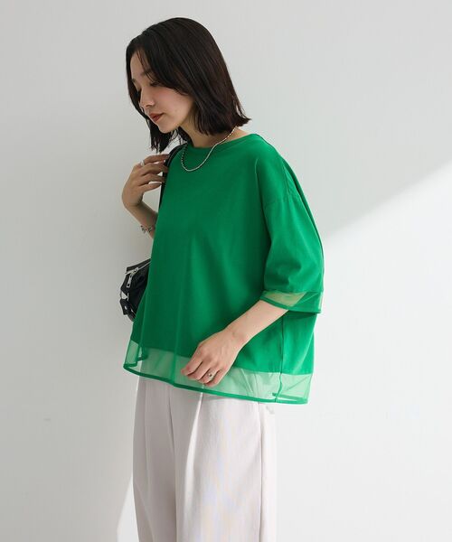 Green Parks(グリーンパークス)の「【適ON】遮熱チュールドッキングプルオーバー(Tシャツ/カットソー・レディース・グリーン/ブラック/オフホワイト/その他7・FREE)」の19枚目の写真