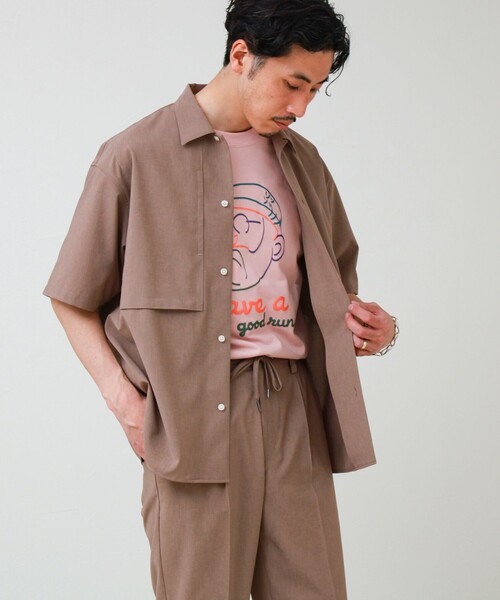 GLOSTER（グロスター）の「【COOLMAX/セットアップ着用可能】ポリトロS/Sシャツ（シャツ/ブラウス・メンズ・ブラック/グレー/ベージュ/ネイビー・L/M/S）」の6枚目の写真