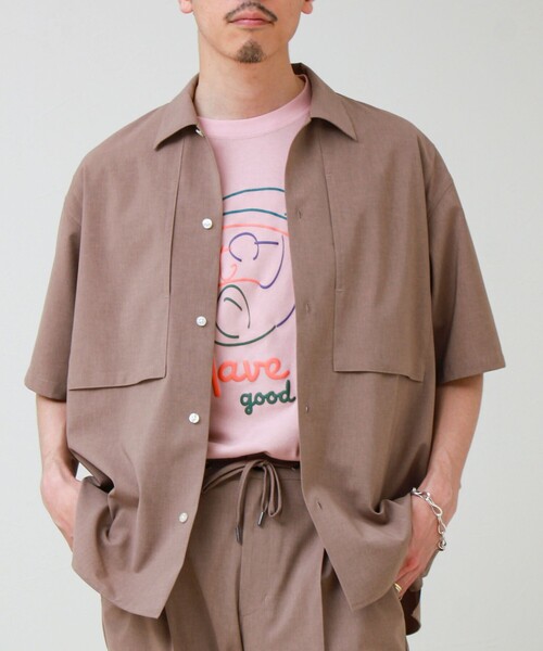 GLOSTER（グロスター）の「【COOLMAX/セットアップ着用可能】ポリトロS/Sシャツ（シャツ/ブラウス・メンズ・ブラック/グレー/ベージュ/ネイビー・L/M/S）」の7枚目の写真