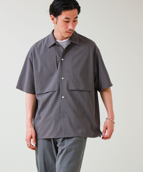 GLOSTER（グロスター）の「【COOLMAX/セットアップ着用可能】ポリトロS/Sシャツ（シャツ/ブラウス・メンズ・ブラック/グレー/ベージュ/ネイビー・L/M/S）」の16枚目の写真