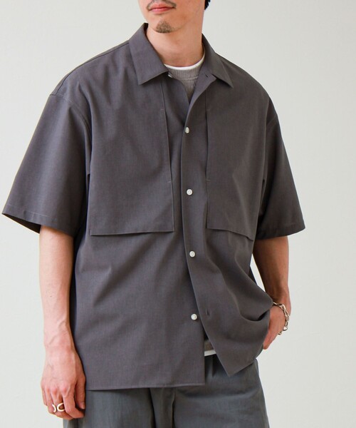 GLOSTER（グロスター）の「【COOLMAX/セットアップ着用可能】ポリトロS/Sシャツ（シャツ/ブラウス・メンズ・ブラック/グレー/ベージュ/ネイビー・L/M/S）」の19枚目の写真
