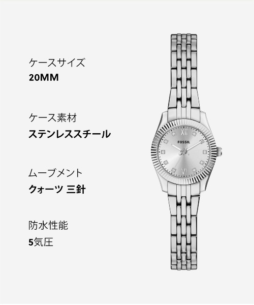 FOSSIL(フォッシル)の「フォッシル 腕時計 レディース アナログ ステンレス ES5475(アナログ腕時計・レディース・シルバー・FREE)」の9枚目の写真