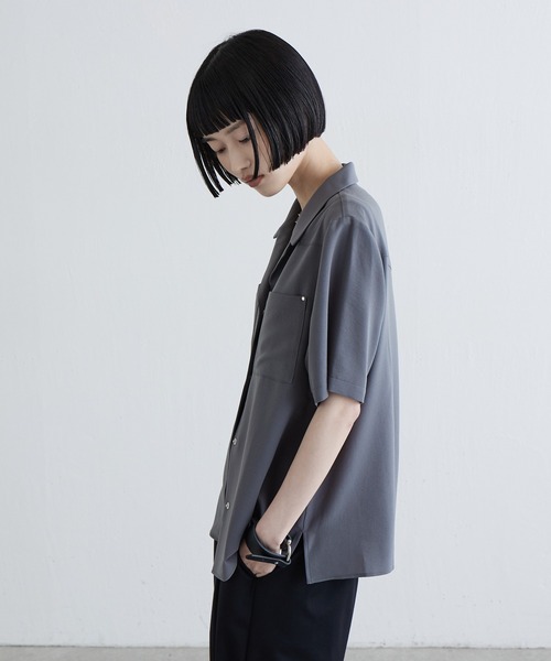 Lui's(ルイス)の「ドライタッチオープンカラーs/sシャツ(シャツ/ブラウス・レディース・グレー/サックスブルー/ブラック・FREE)」の18枚目の写真