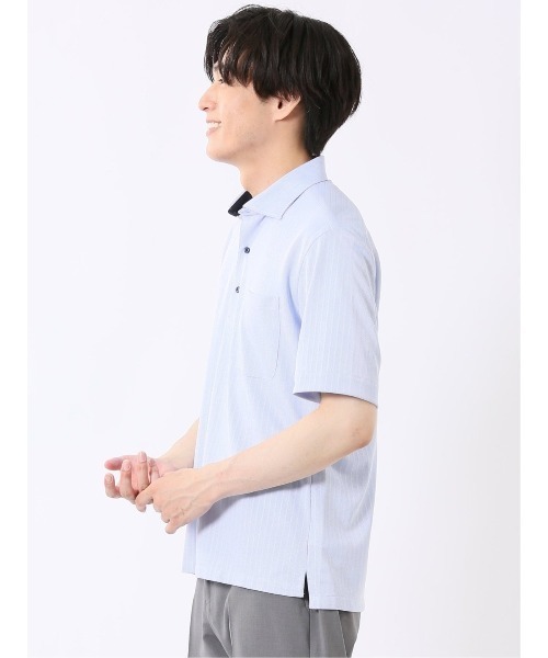 TAKA-Q(タカキュー)の「ビズポロ ポロシャツ メンズ 半袖 ストレッチ 吸水速乾 ノンアイロン ワイドカラー クールパス クールビズ(ポロシャツ・メンズ・サックスブルー・X-LARGE/LARGE/MEDIUM)」の9枚目の写真