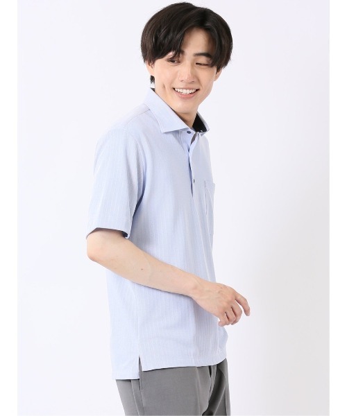 TAKA-Q(タカキュー)の「ビズポロ ポロシャツ メンズ 半袖 ストレッチ 吸水速乾 ノンアイロン ワイドカラー クールパス クールビズ(ポロシャツ・メンズ・サックスブルー・X-LARGE/LARGE/MEDIUM)」の11枚目の写真