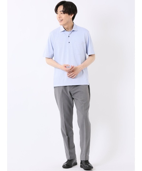 TAKA-Q(タカキュー)の「ビズポロ ポロシャツ メンズ 半袖 ストレッチ 吸水速乾 ノンアイロン ワイドカラー クールパス クールビズ(ポロシャツ・メンズ・サックスブルー・X-LARGE/LARGE/MEDIUM)」の12枚目の写真