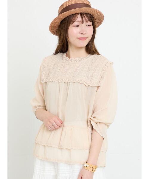 Samansa Mos2(サマンサ モスモス)の「【接触冷感】裾フリルティアードレースブラウス(シャツ/ブラウス・レディース・ブラック/オフホワイト/キナリ・F)」の16枚目の写真