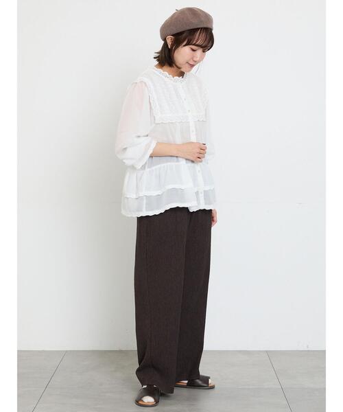 Samansa Mos2(サマンサ モスモス)の「【接触冷感】裾フリルティアードレースブラウス(シャツ/ブラウス・レディース・ブラック/オフホワイト/キナリ・F)」の11枚目の写真