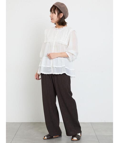 Samansa Mos2(サマンサ モスモス)の「【接触冷感】裾フリルティアードレースブラウス(シャツ/ブラウス・レディース・ブラック/オフホワイト/キナリ・F)」の13枚目の写真