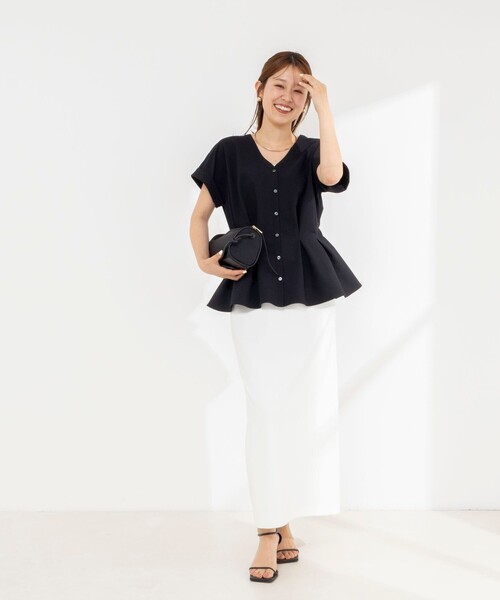NOLLEY’S（ノーリーズ）の「【追加】ウォッシャブルウエストタックサッカーブラウス（シャツ/ブラウス・レディース・オフホワイト/ブラック/サックスブルー・38）」の21枚目の写真