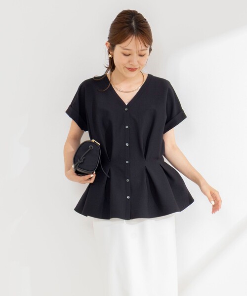 NOLLEY’S（ノーリーズ）の「【追加】ウォッシャブルウエストタックサッカーブラウス（シャツ/ブラウス・レディース・オフホワイト/ブラック/サックスブルー・38）」の22枚目の写真