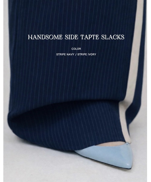 BLUE×PALANG(ブルーパラン)の「HANDSOME SIDE TAPTE SLACKS(スラックス・レディース・アイボリー/ネイビー・MEDIUM/SMALL)」の16枚目の写真
