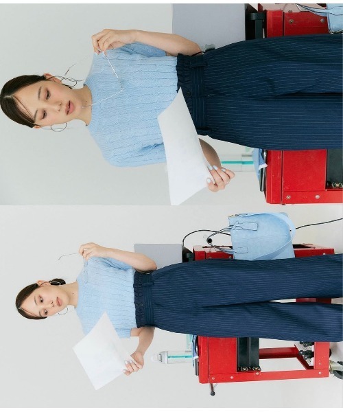 BLUE×PALANG(ブルーパラン)の「HANDSOME SIDE TAPTE SLACKS(スラックス・レディース・アイボリー/ネイビー・MEDIUM/SMALL)」の22枚目の写真