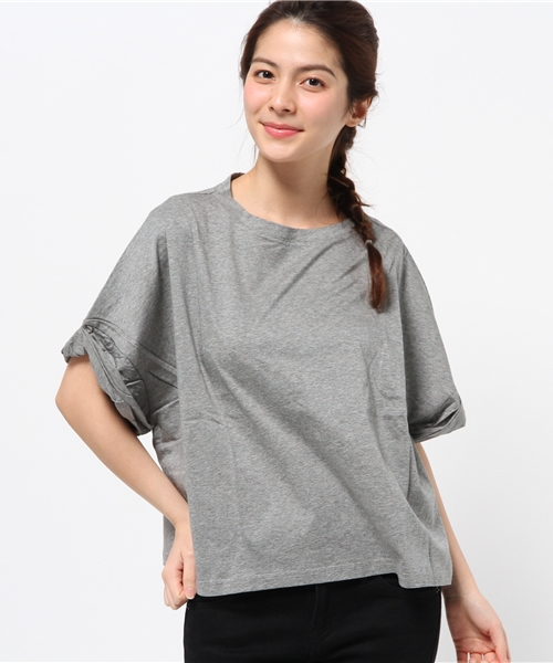 OUTLET（アウトレット）の「【Discoat】シルケット袖ロールアップビッグT（Tシャツ/カットソー・レディース・ブラック/杢グレー/ホワイト・LARGE/MEDIUM）」の3枚目の写真