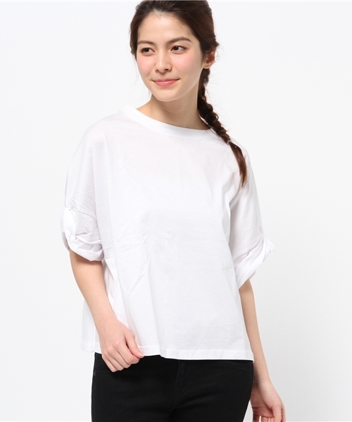 OUTLET（アウトレット）の「【Discoat】シルケット袖ロールアップビッグT（Tシャツ/カットソー・レディース・ブラック/杢グレー/ホワイト・LARGE/MEDIUM）」の2枚目の写真