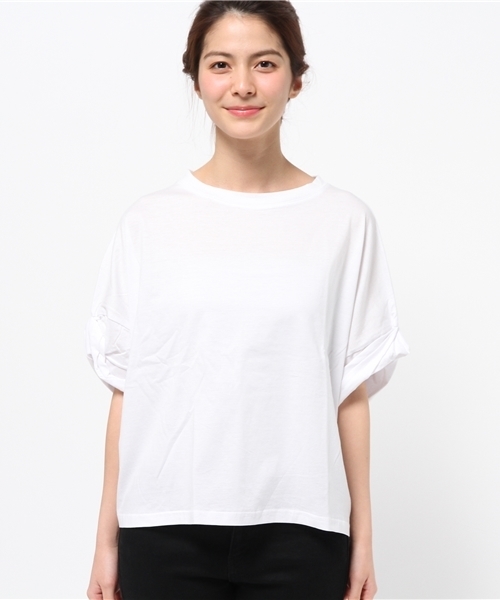 OUTLET（アウトレット）の「【Discoat】シルケット袖ロールアップビッグT（Tシャツ/カットソー・レディース・ブラック/杢グレー/ホワイト・LARGE/MEDIUM）」の4枚目の写真