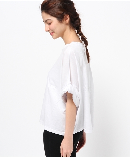 OUTLET（アウトレット）の「【Discoat】シルケット袖ロールアップビッグT（Tシャツ/カットソー・レディース・ブラック/杢グレー/ホワイト・LARGE/MEDIUM）」の5枚目の写真