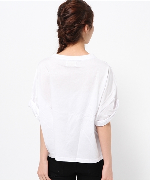 OUTLET（アウトレット）の「【Discoat】シルケット袖ロールアップビッグT（Tシャツ/カットソー・レディース・ブラック/杢グレー/ホワイト・LARGE/MEDIUM）」の6枚目の写真